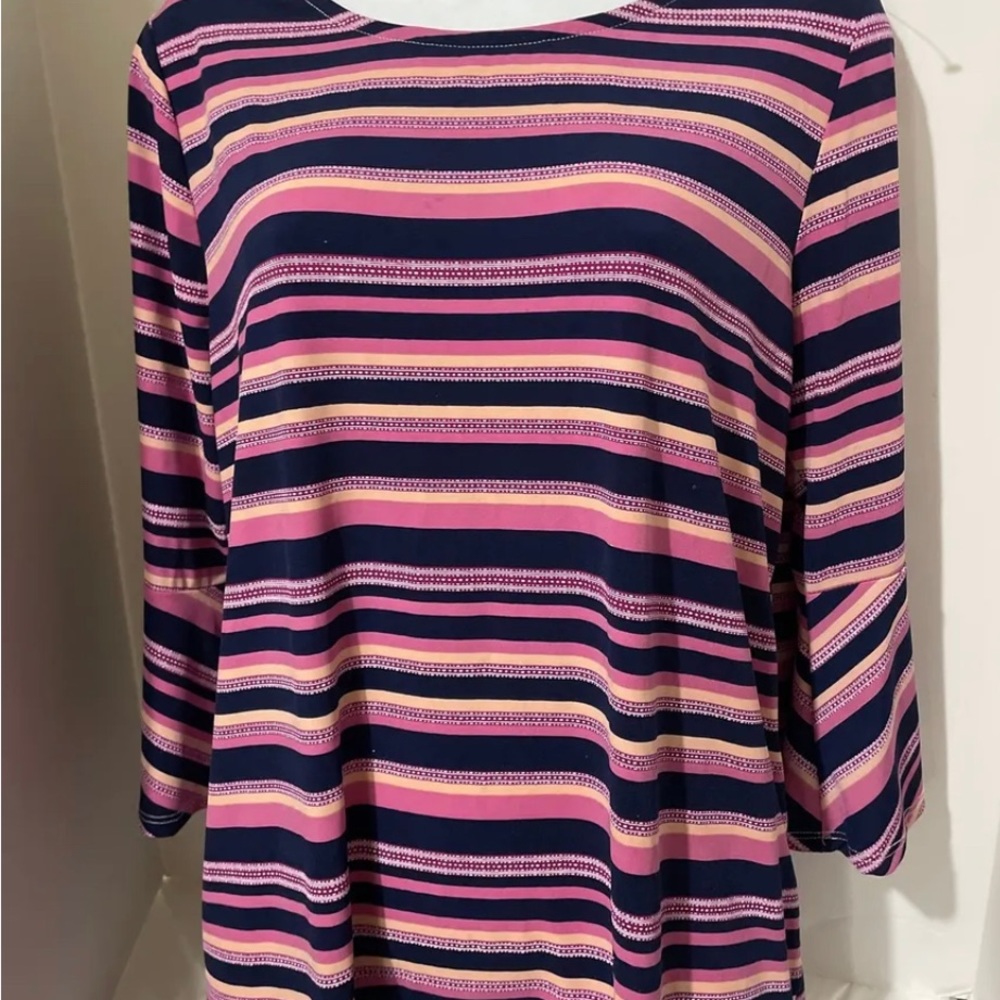 Kim Rogers women top T-shirt stripes Large